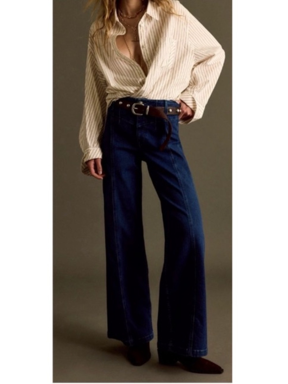 Free People We The Free Libre High Rise Flared Wide Leg Jeans Dark Denim 24 - Picture 11 of 11